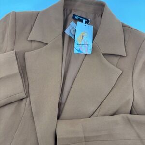 PrettyGarden Longline Blazer Women's S Brown NWT Tailored Single Button Coat